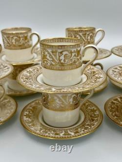 12 Wedgewood China Espresso Cups Saucers Gold Florentine W4219 Mythical Figures