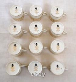 12 Wedgewood China Espresso Cups Saucers Gold Florentine W4219 Mythical Figures