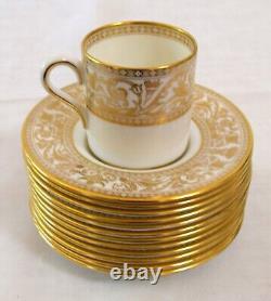 12 Wedgewood China Espresso Cups Saucers Gold Florentine W4219 Mythical Figures