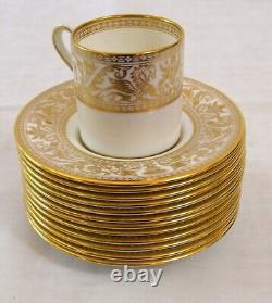 12 Wedgewood China Espresso Cups Saucers Gold Florentine W4219 Mythical Figures