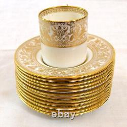 12 Wedgewood China Espresso Cups Saucers Gold Florentine W4219 Mythical Figures