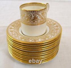 12 Wedgewood China Espresso Cups Saucers Gold Florentine W4219 Mythical Figures
