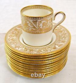 12 Wedgewood China Espresso Cups Saucers Gold Florentine W4219 Mythical Figures