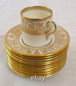 12 Wedgewood China Espresso Cups Saucers Gold Florentine W4219 Mythical Figures