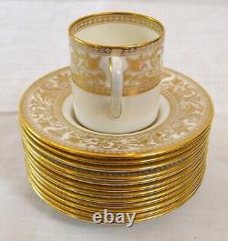 12 Wedgewood China Espresso Cups Saucers Gold Florentine W4219 Mythical Figures
