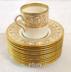 12 Wedgewood China Espresso Cups Saucers Gold Florentine W4219 Mythical Figures