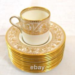 12 Wedgewood China Espresso Cups Saucers Gold Florentine W4219 Mythical Figures