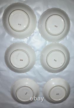 12 pc Tea Set Cups & Saucers 7291 Pink & Gold Limoges Courting Couple Bone Japan