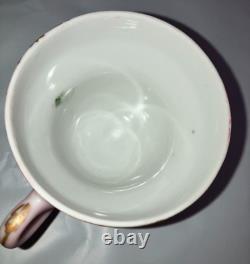 12 pc Tea Set Cups & Saucers 7291 Pink & Gold Limoges Courting Couple Bone Japan