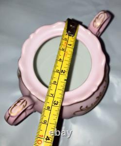 12 pc Tea Set Cups & Saucers 7291 Pink & Gold Limoges Courting Couple Bone Japan