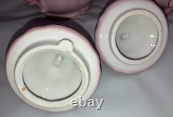 12 pc Tea Set Cups & Saucers 7291 Pink & Gold Limoges Courting Couple Bone Japan