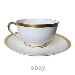 12pc France Limoges Haviland Tea Cups Saucers Set 14k Trim Bone 6 Cups Saucers