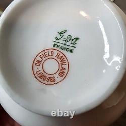 12pc France Limoges Haviland Tea Cups Saucers Set 14k Trim Bone 6 Cups Saucers