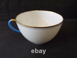 13 Pc Antique Haviland & Co Limoges Blue Handle Dessert Set Cups Saucers Plates