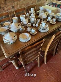 146 Pice 18 Seats Rockley Fine Porcelain White And Gold Dinner Service Set New