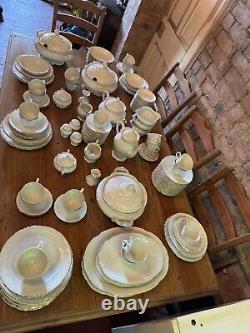 146 Pice 18 Seats Rockley Fine Porcelain White And Gold Dinner Service Set New