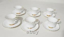 14 Piece Tea Set Royal Albert Val D'or Bone China Cups Teapot White Gold Trim