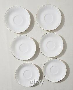 14 Piece Tea Set Royal Albert Val D'or Bone China Cups Teapot White Gold Trim