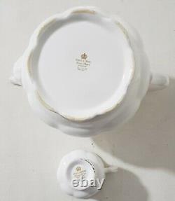 14 Piece Tea Set Royal Albert Val D'or Bone China Cups Teapot White Gold Trim