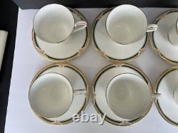 16 CUPS & SAUCERS FORSYTH H5197 Royal Doulton made England GREEN GOLD EXQUISITE