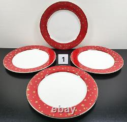 (16) Pc Sakura Galaxy Red Dinner Plates Soup Bowls Cups Saucers Set 14K Gold Lot