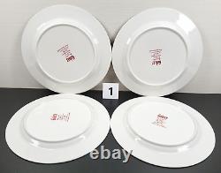 (16) Pc Sakura Galaxy Red Dinner Plates Soup Bowls Cups Saucers Set 14K Gold Lot