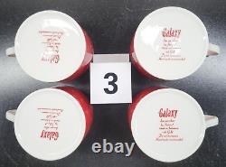 (16) Pc Sakura Galaxy Red Dinner Plates Soup Bowls Cups Saucers Set 14K Gold Lot