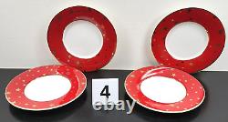 (16) Pc Sakura Galaxy Red Dinner Plates Soup Bowls Cups Saucers Set 14K Gold Lot