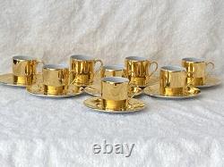 16pcs Suisse Langenthal Resista All Gold Lustre Demitasse Cups & Saucers Set
