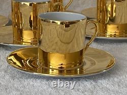 16pcs Suisse Langenthal Resista All Gold Lustre Demitasse Cups & Saucers Set