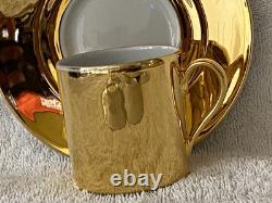 16pcs Suisse Langenthal Resista All Gold Lustre Demitasse Cups & Saucers Set