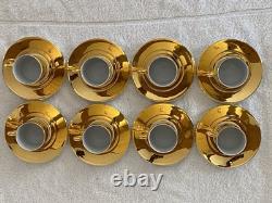 16pcs Suisse Langenthal Resista All Gold Lustre Demitasse Cups & Saucers Set