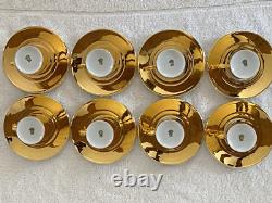 16pcs Suisse Langenthal Resista All Gold Lustre Demitasse Cups & Saucers Set