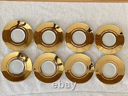 16pcs Suisse Langenthal Resista All Gold Lustre Demitasse Cups & Saucers Set