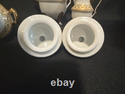 17pc Imperial Japan Design Demitasse Footed Cups Saucers Creamer Sugar Gold Gild