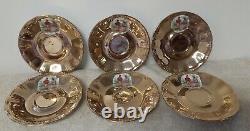 17pc Walbrzych Poland Gold Lustre Courting Couple Tea Set 6 Demitasse Cup Saucer