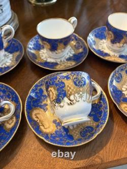 1850s Cobalt & Gold Tea Cup Set Copeland Or Serves