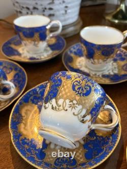 1850s Cobalt & Gold Tea Cup Set Copeland Or Serves