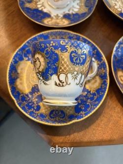 1850s Cobalt & Gold Tea Cup Set Copeland Or Serves