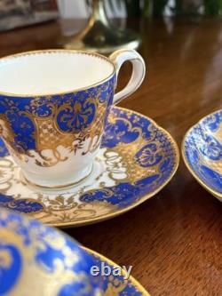1850s Cobalt & Gold Tea Cup Set Copeland Or Serves