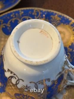 1850s Cobalt & Gold Tea Cup Set Copeland Or Serves