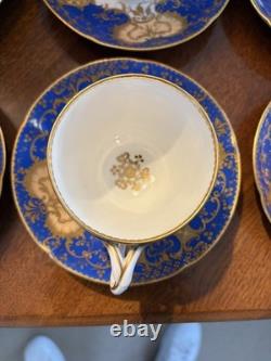 1850s Cobalt & Gold Tea Cup Set Copeland Or Serves