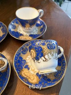1850s Cobalt & Gold Tea Cup Set Copeland Or Serves