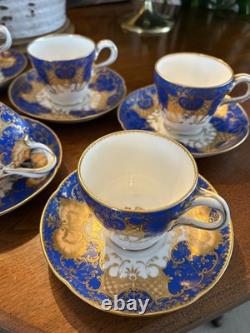 1850s Cobalt & Gold Tea Cup Set Copeland Or Serves