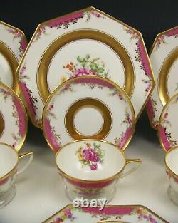 18 Pcs Rosenthal Kings Rose Queens Rose Pattern Gold Plates Cups Saucers