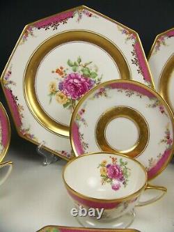 18 Pcs Rosenthal Kings Rose Queens Rose Pattern Gold Plates Cups Saucers