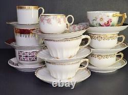 18 Piece Set Limoges 9 Cups 9 Saucers GDA Haviland Gold Hand Painted Art Deco