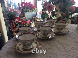 18 Royal Albert 6 CupsSaucersPlates Trio Chelsea Bird Maroon-Gold 1940's Avon