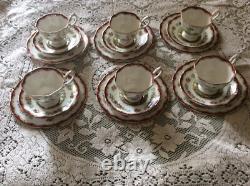 18 Royal Albert 6 CupsSaucersPlates Trio Chelsea Bird Maroon-Gold 1940's Avon