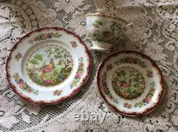 18 Royal Albert 6 CupsSaucersPlates Trio Chelsea Bird Maroon-Gold 1940's Avon